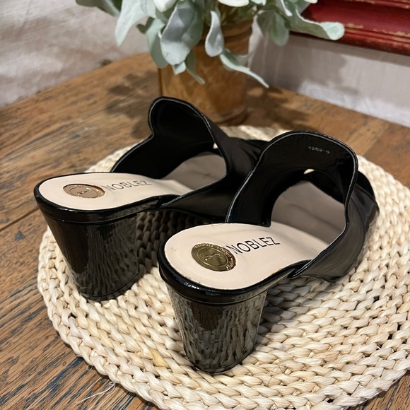 🖤 Noblez Black Patent Slide Heels – Size 39 - Picture 7 of 11